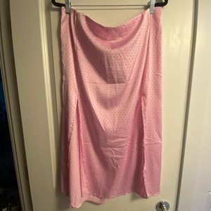 Long pink skirt with black polka dots and two slits size 18